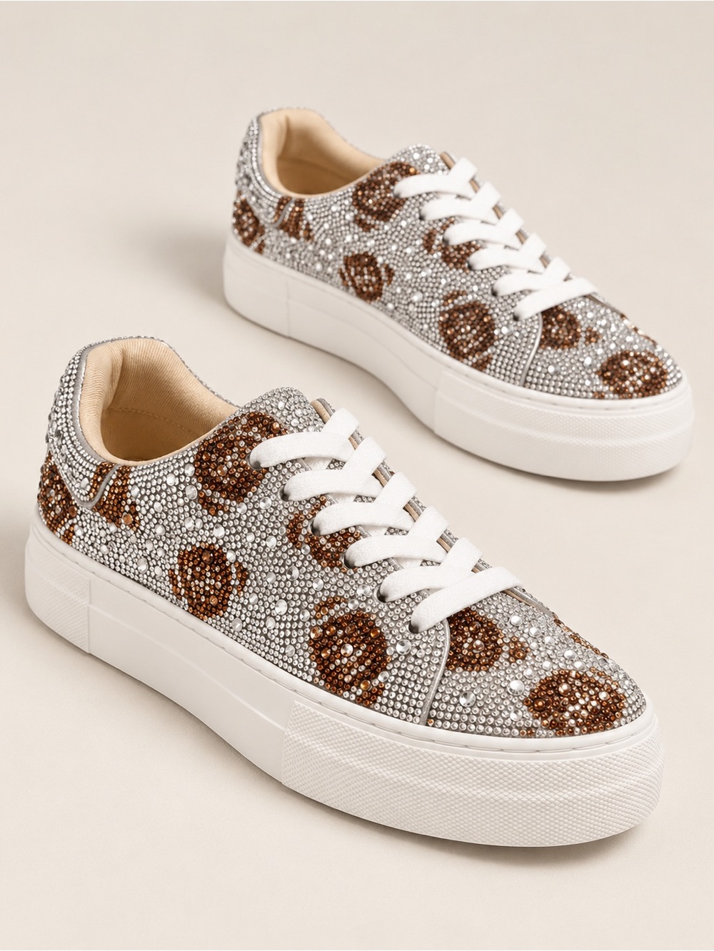 NWT Betsey Johnson Suton Highwall Bling Football Rhinestone Platform Sneakers